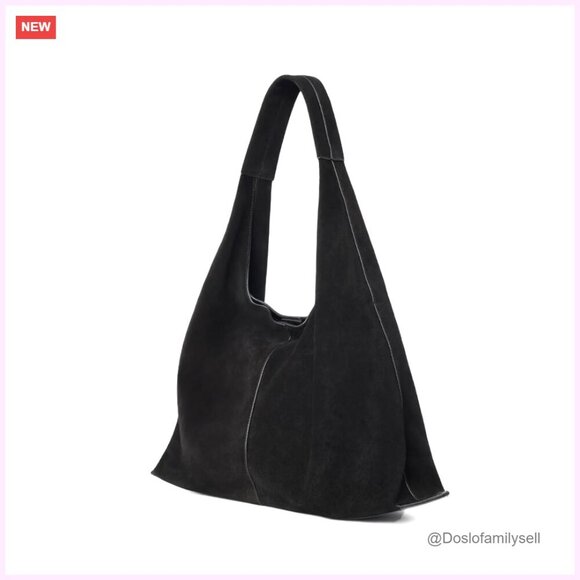 Handbags - Genuine Suede Leather Hobo Bag Slouchy Oversized Crescent Shoulder Tote Purse